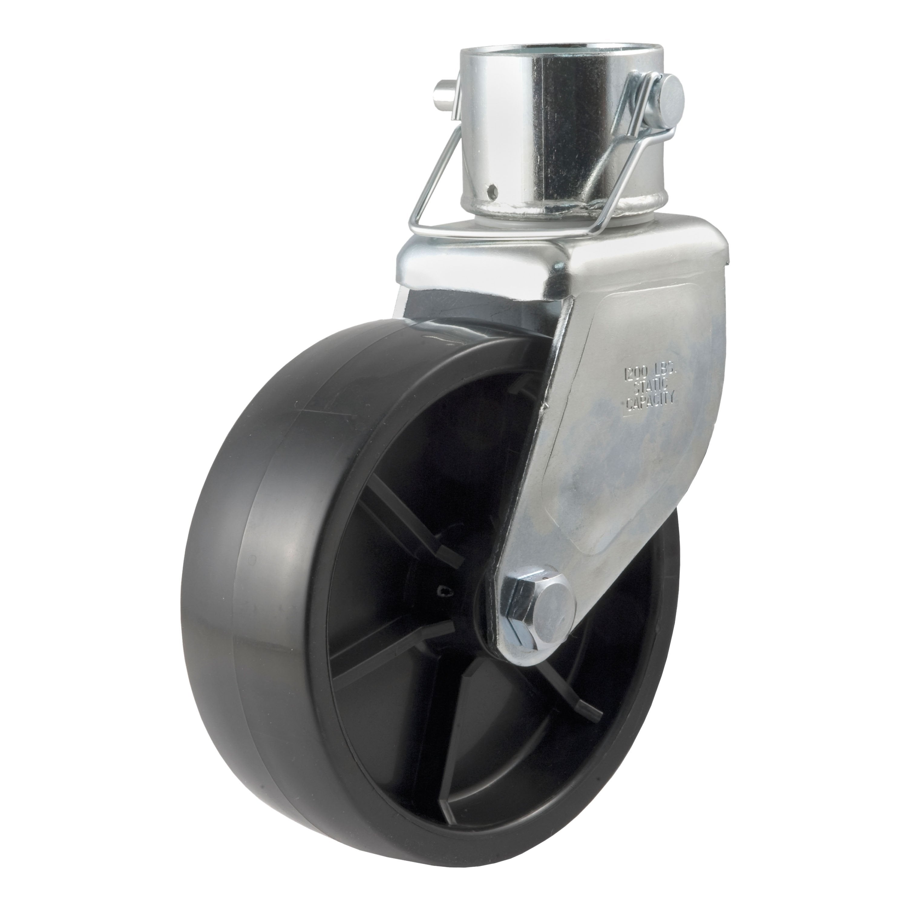 CURT 6-Inch Caster Trailer Jack Wheel Replacement, Fits 2-In Tube, 1,200 lbs Model 28276