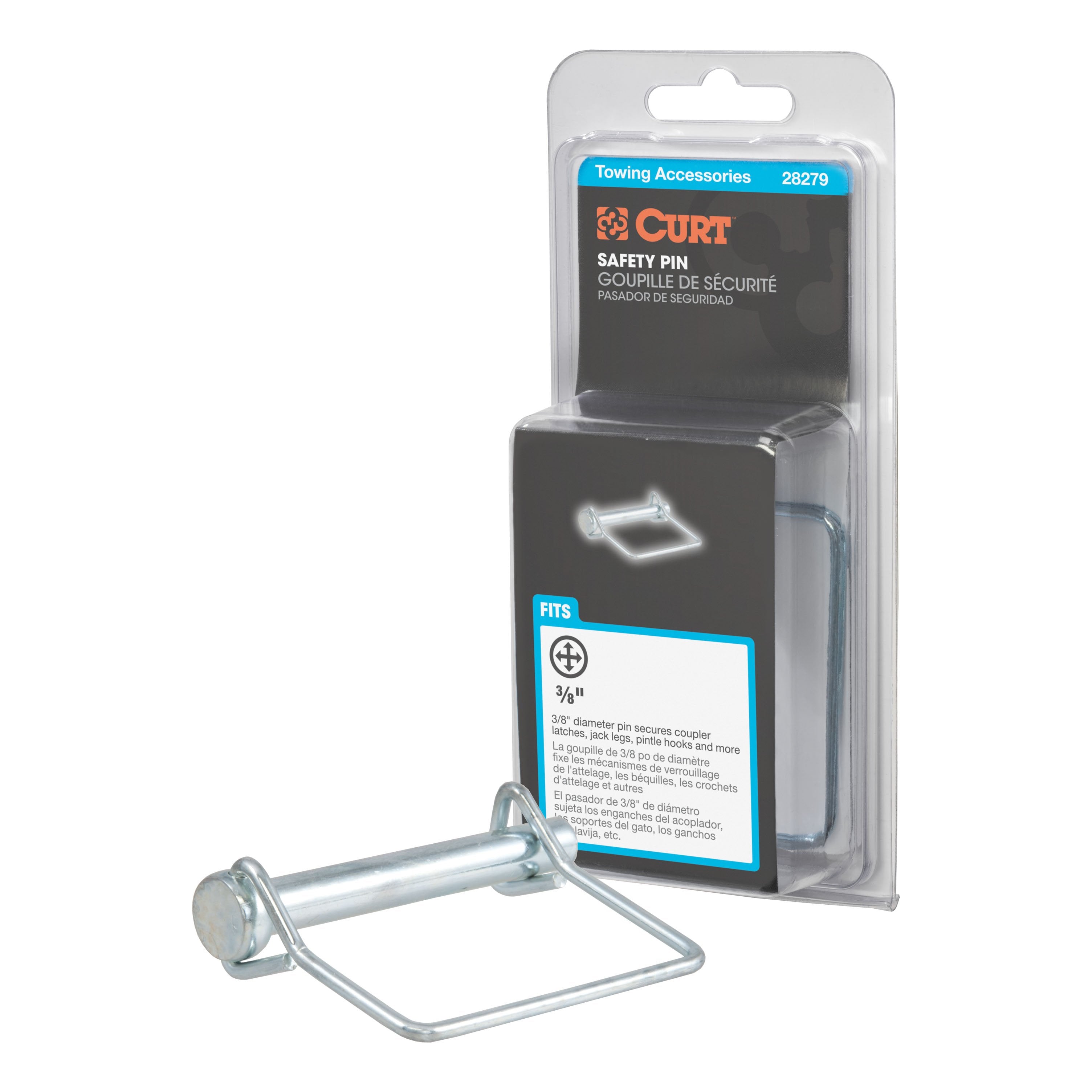 CURT Trailer Coupler Pin, 3/8-Inch Diameter x 2-3/4-Inch Long Model 28279