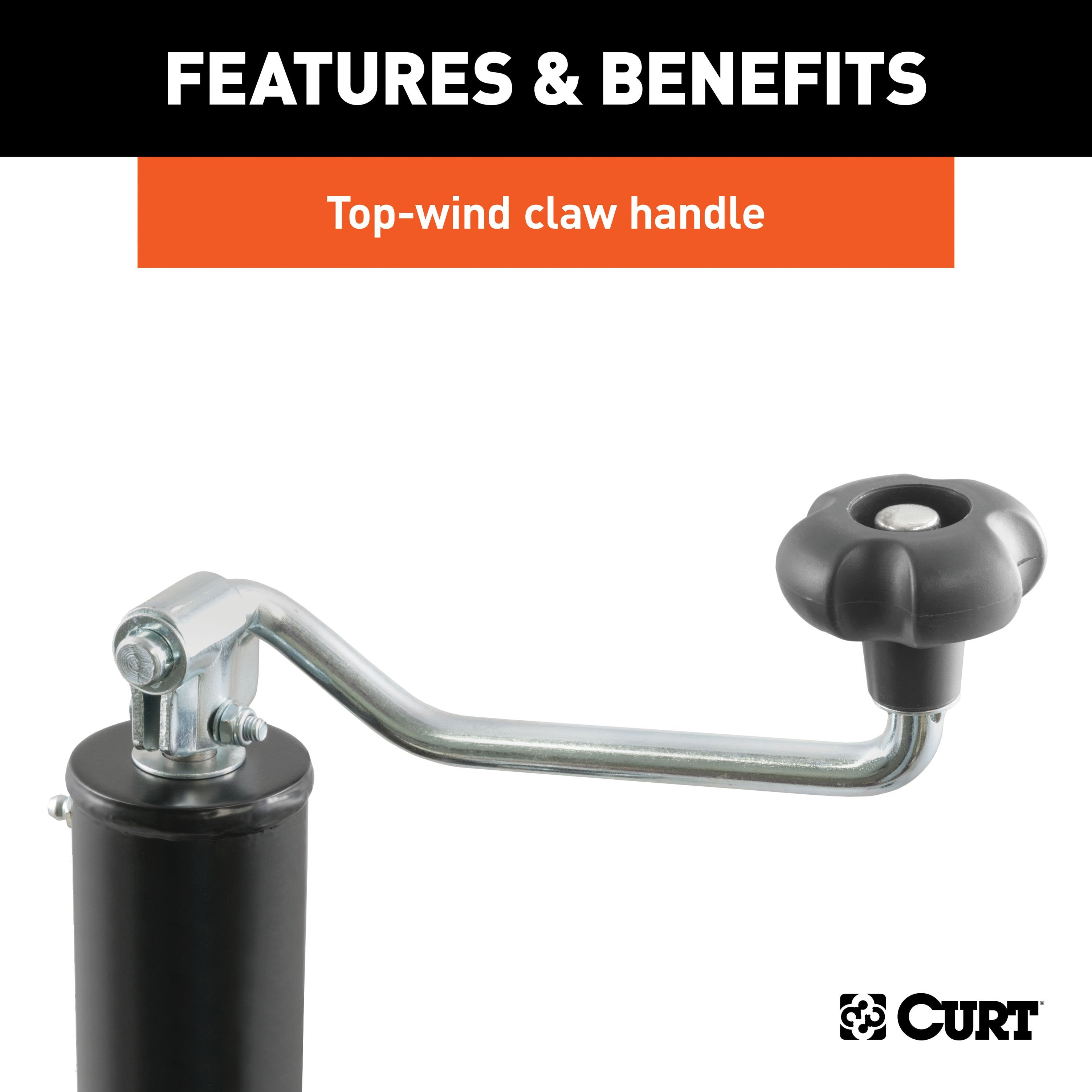 CURT Weld-On Pipe-Mount Swivel Trailer Jack, 5,000 lbs. Support Capacity, 15 Inches Vertical Travel Model 28356