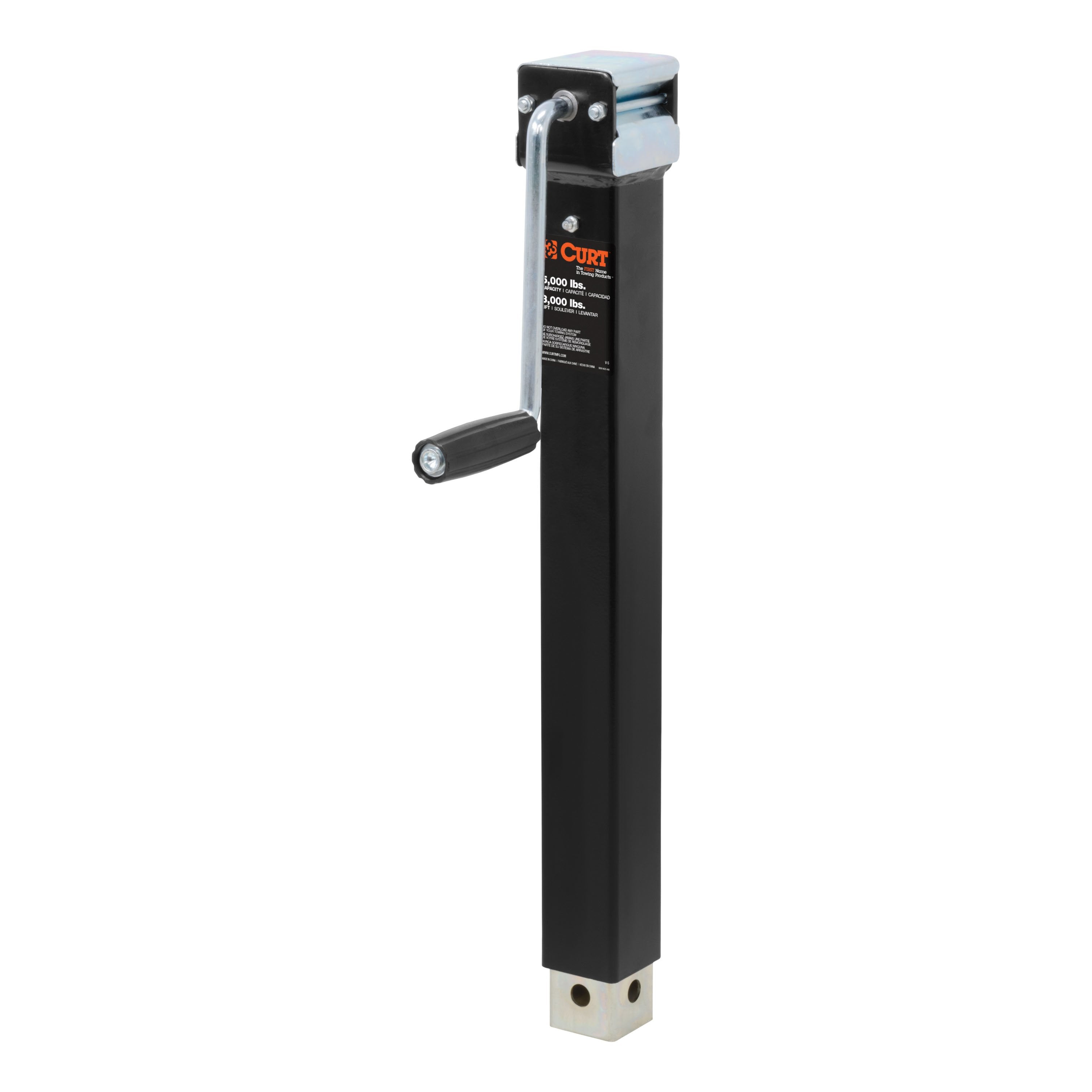 CURT Direct Weld On Heavy-Duty Trailer Jack, 5,000 lbs. Support Capacity, 15-1/4 Inches Vertical Travel Model 28359