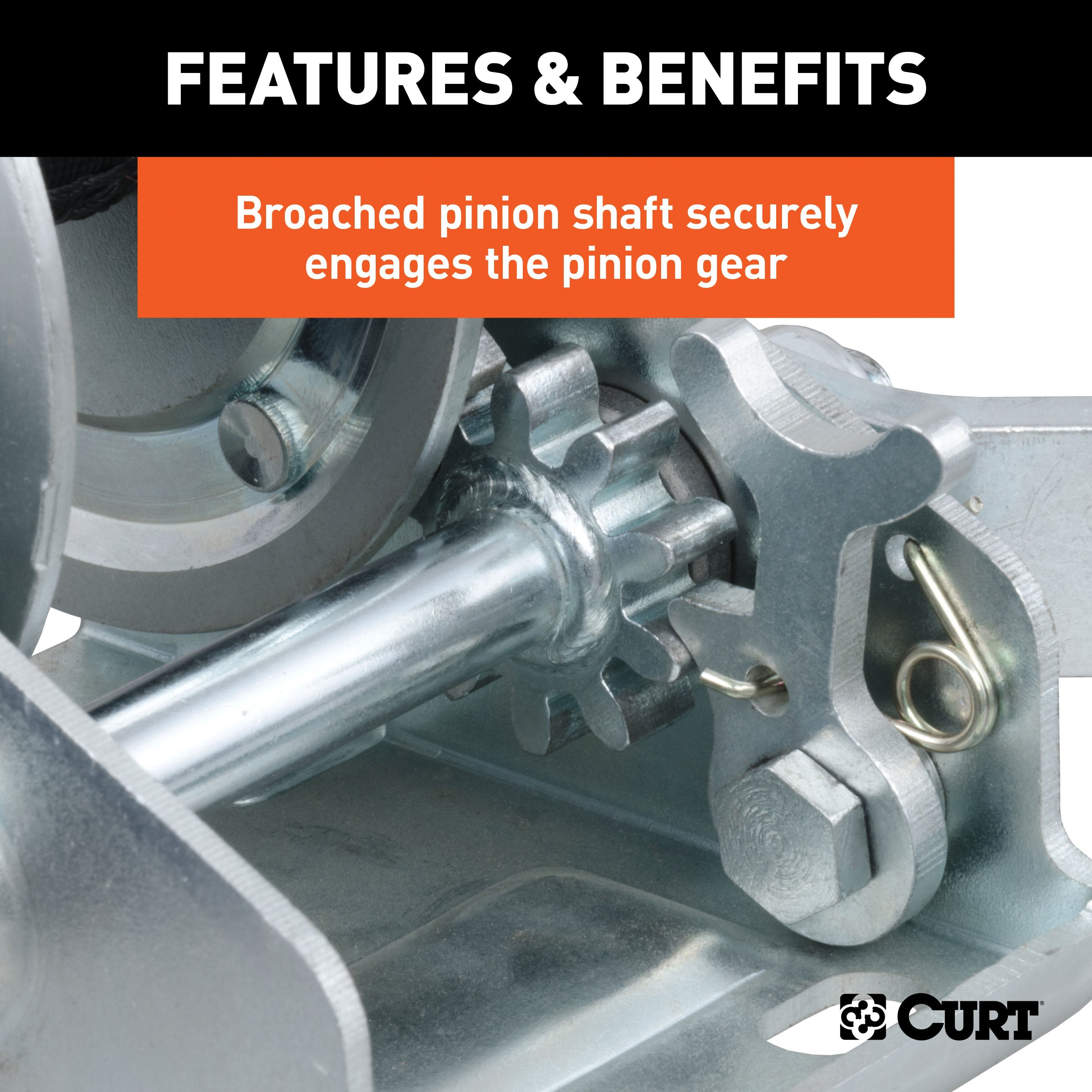 CURT Manual Hand Crank Boat Trailer Winch, 900 lbs Capacity, 6-1/2-In Handle, 3.25:1 Gear Ratio, 15' Strap Model 29433