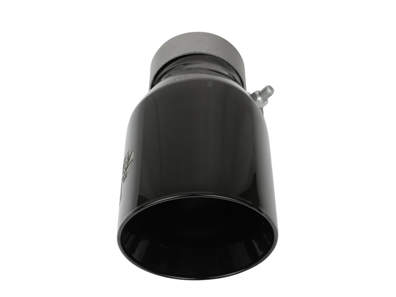 Black afe MACH Force-Xp universal exhaust tip with a 3-inch inlet, 4.5-inch outlet, and 9-inch length for enhanced performance.