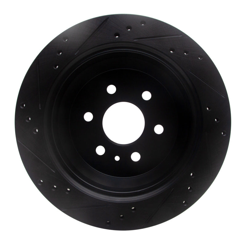 R1 15-20 Chevrolet Colorado Rear Right Drilled & Slotted Black Brake Rotor