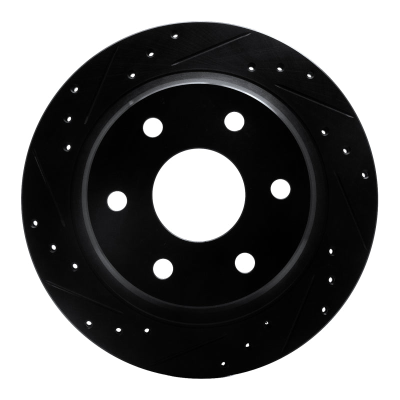 R1 99-07 Chevrolet AVALANCHE 1500 Rear Left Drilled & Slotted Black Brake Rotor