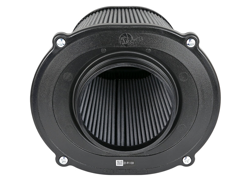 afe QUANTUM Intake Replacement Air Filter with dimensions 5-1/2x4-1/4 inches front, 8-1/2x7-1/4 inches back, and 9 inches high.