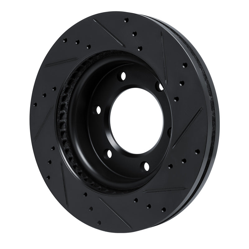 R1 19-25 Ford BRONCO Front Left Drilled & Slotted Black Brake Rotor