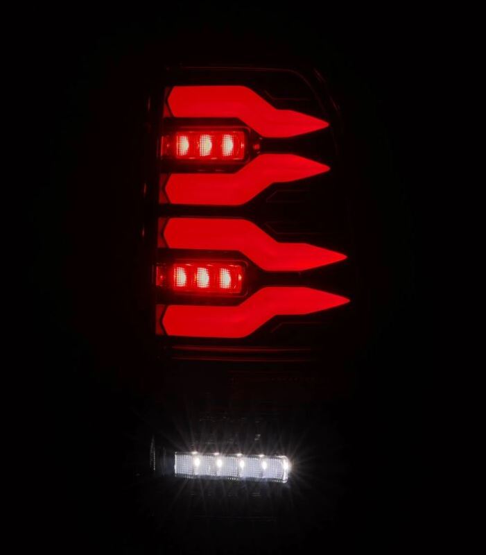 AlphaRex LUXX-Series LED tail lights for 97-03 Ford F150 and 99-16 Ford Super Duty, featuring a sleek black design.