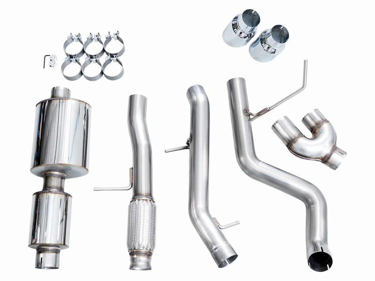 0FG Catback Side Exit Exhaust for 21-Present Tahoe/Yukon 5.3L - 4.5 Inch Chrome Silver Tips AWE Tuning