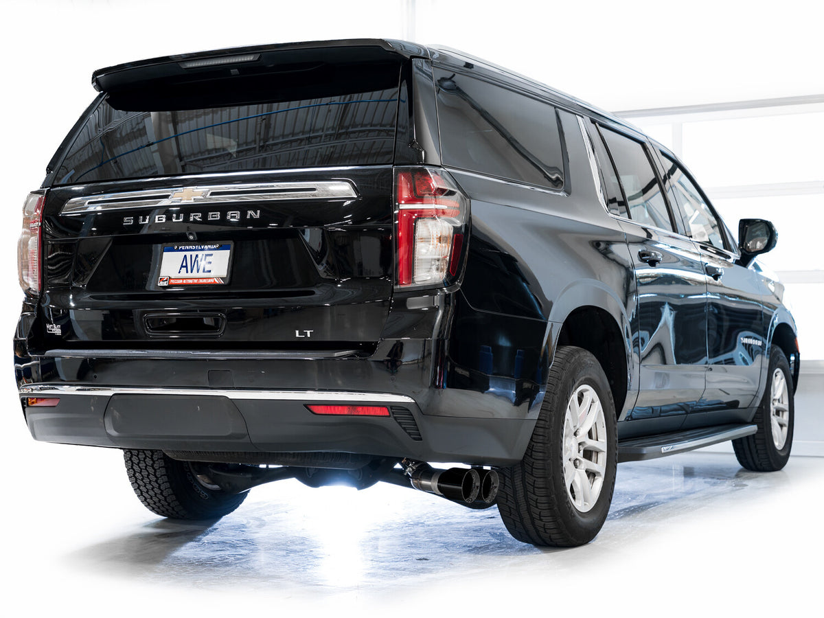 0FG Catback Side Exit Exhaust for 21-Present Tahoe/Yukon 5.3L - 4.5 Inch Diamond Black Tips AWE Tuning