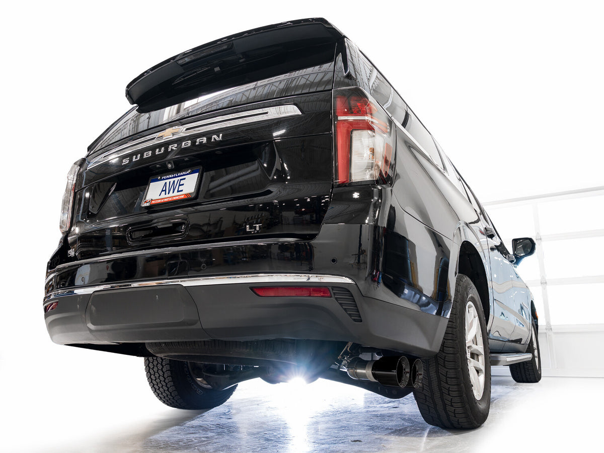 0FG Catback Side Exit Exhaust for 21-Present Tahoe/Yukon 5.3L - 4.5 Inch Diamond Black Tips AWE Tuning