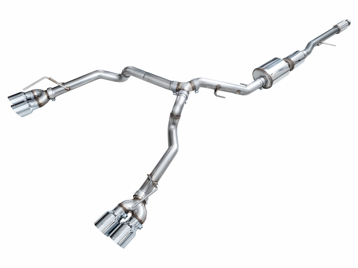 0FG Catback Split Rear Exit Exhaust for 21-Present Suburban/Yukon XL 5.3L - 4.5 Inch Quad Chrome Silver Tips AWE Tuning