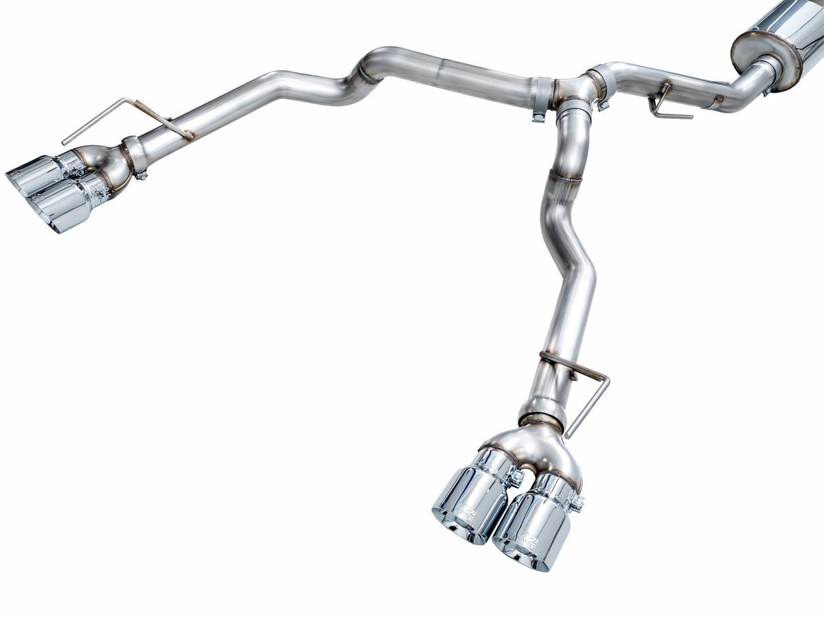 0FG Catback Split Rear Exit Exhaust for 21-Present Suburban/Yukon XL 5.3L - 4.5 Inch Quad Chrome Silver Tips AWE Tuning