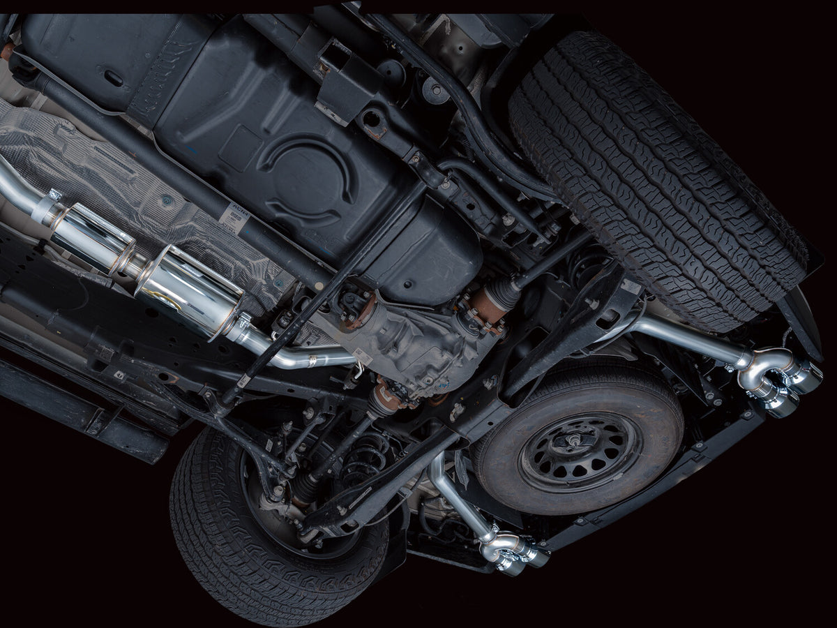 0FG Catback Split Rear Exit Exhaust for 21-Present Suburban/Yukon XL 5.3L - 4.5 Inch Quad Chrome Silver Tips AWE Tuning