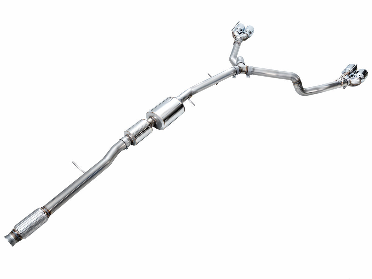 0FG Catback Split Rear Exit Exhaust for 21-Present Suburban/Yukon XL 5.3L - 4.5 Inch Quad Chrome Silver Tips AWE Tuning