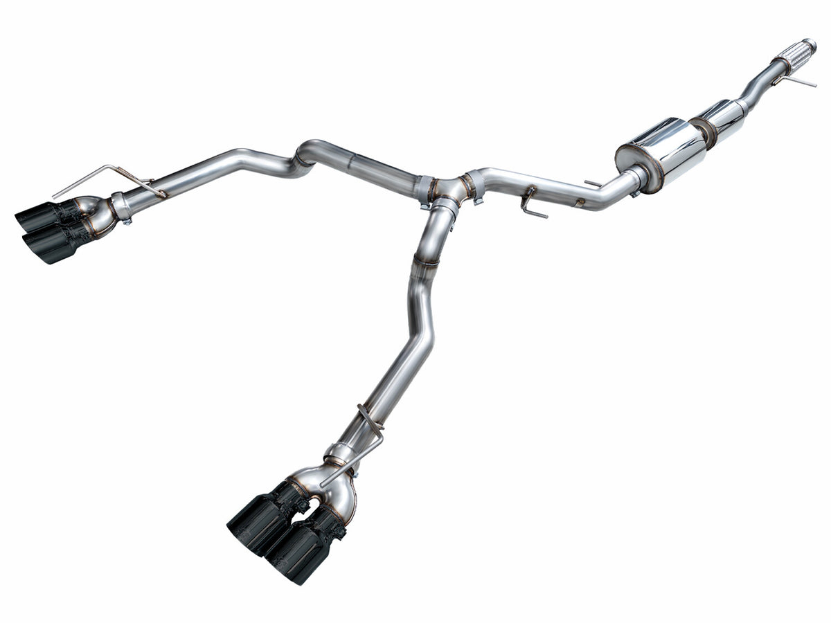 0FG Catback Split Rear Exit Exhaust for 21-Present Tahoe/Yukon 5.3L - 4.5 Inch Quad Diamond Black Tips AWE Tuning