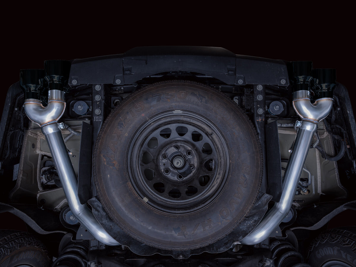 0FG Catback Split Rear Exit Exhaust for 21-Present Tahoe/Yukon 5.3L - 4.5 Inch Quad Diamond Black Tips AWE Tuning