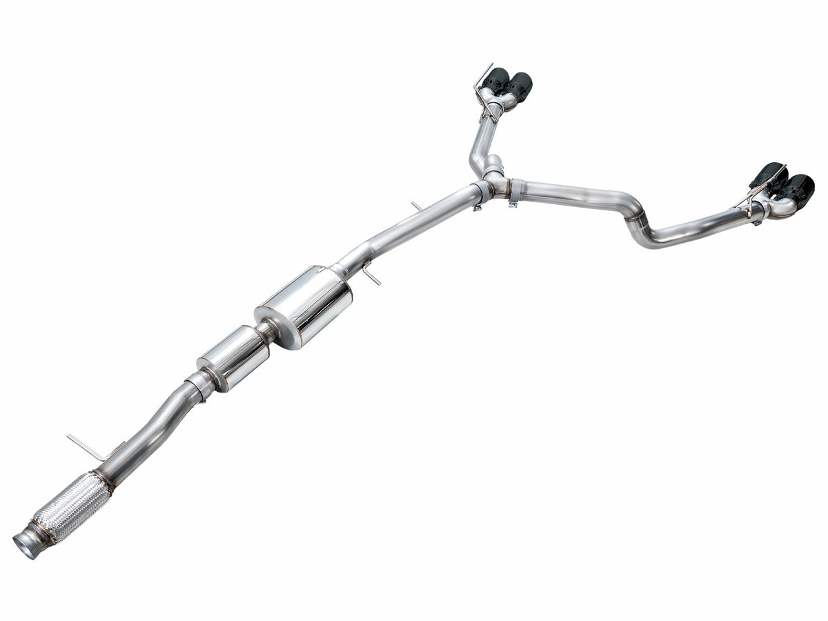0FG Catback Split Rear Exit Exhaust for 21-Present Tahoe/Yukon 5.3L - 4.5 Inch Quad Diamond Black Tips AWE Tuning