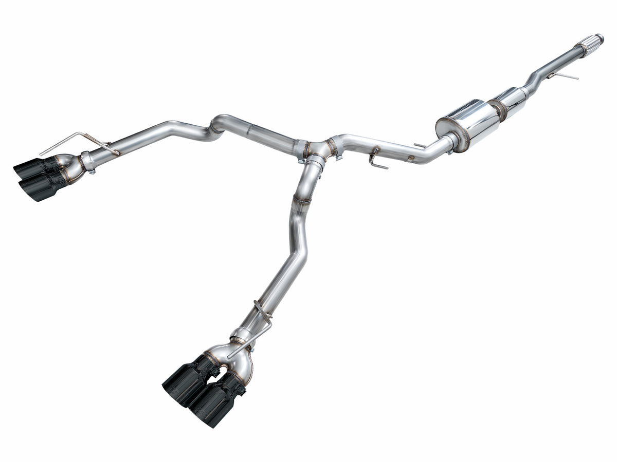 0FG Catback Split Rear Exit Exhaust for 21-Present Suburban/Yukon XL 5.3L - 4.5 Inch Quad Diamond Black Tips AWE Tuning