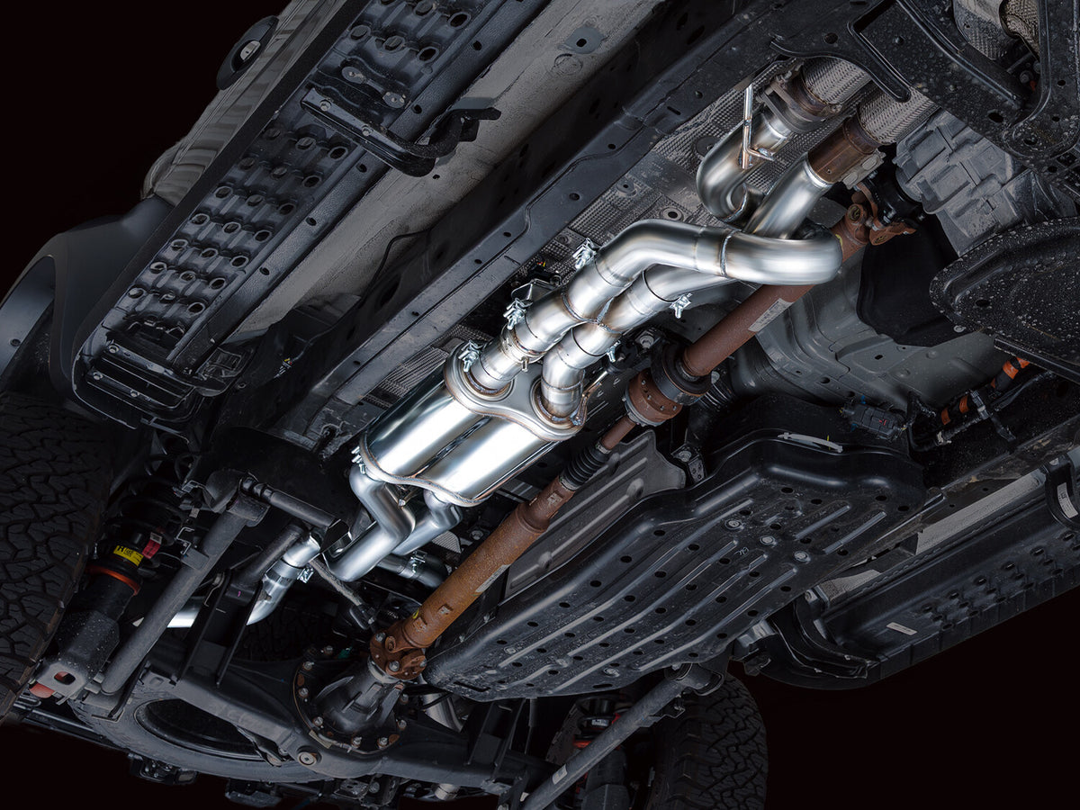 SwitchPath Exhaust for the Ford Ranger Raptor - 5 Inch Diamond Black Tips AWE Tuning