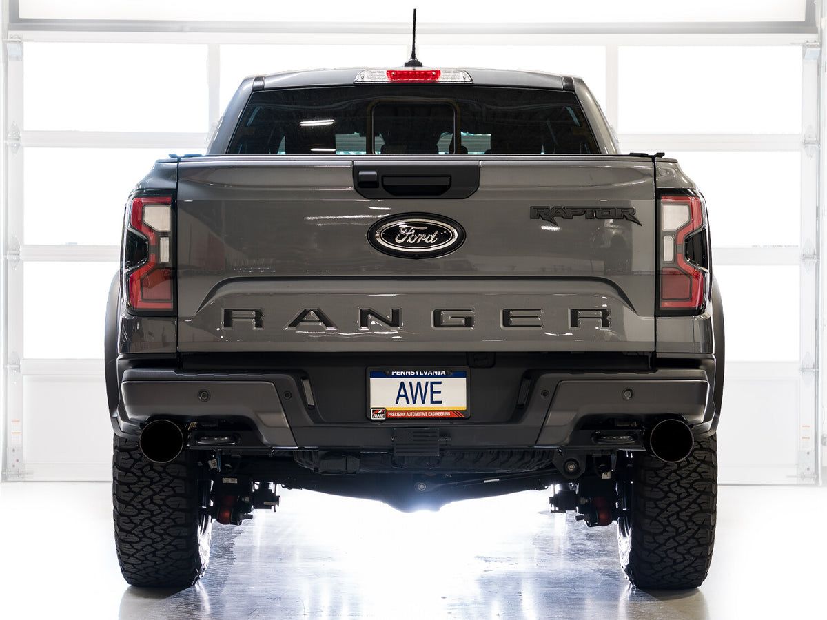 SwitchPath Exhaust for the Ford Ranger Raptor - 5 Inch Diamond Black Tips AWE Tuning