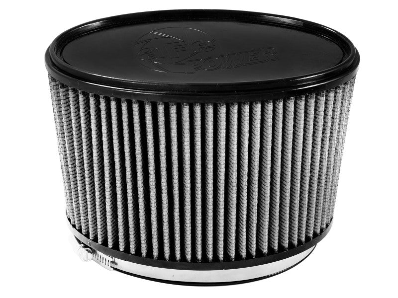 aFe Magnum FORCE Replacement PDS Air Filter with a cylindrical design and pleated filter media for enhanced airflow.