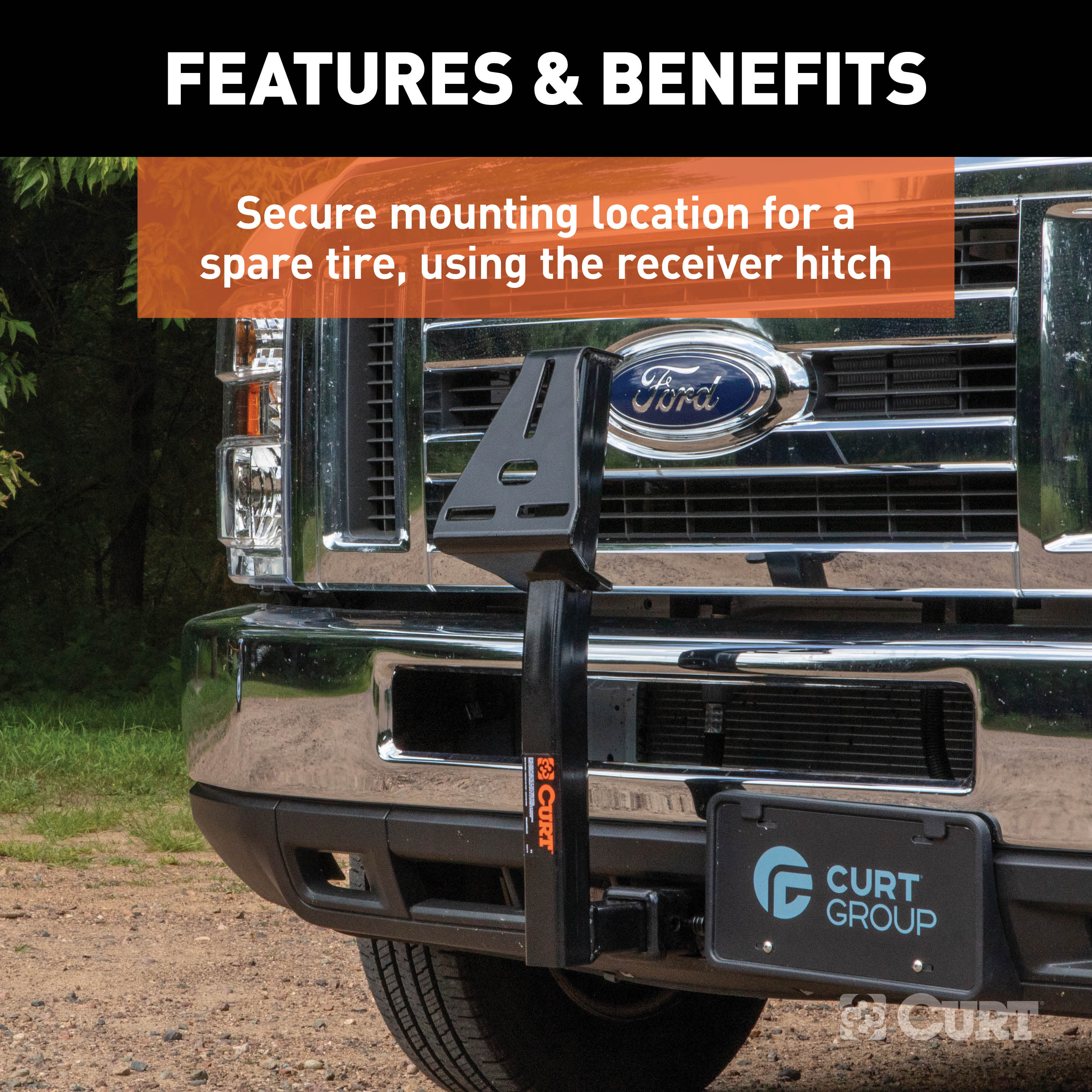 CURT 24-Inch High Trailer Hitch Spare Tire Mount for 2-inch Receiver Model 31006