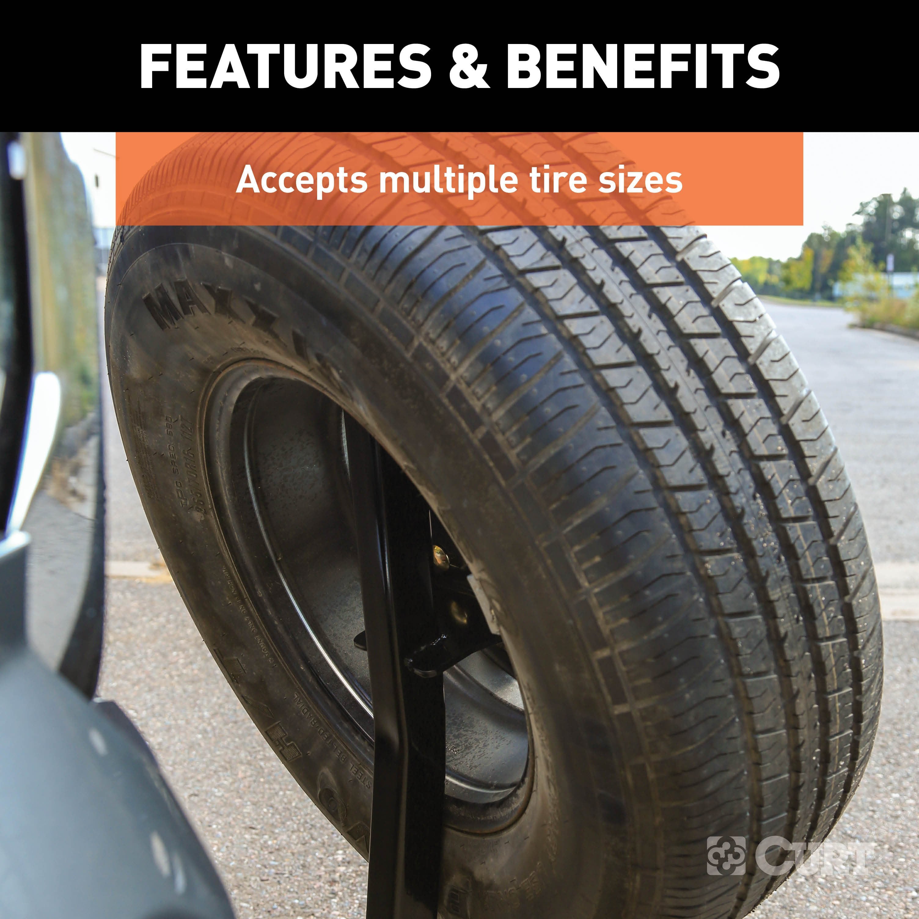 CURT 24-Inch High Trailer Hitch Spare Tire Mount for 2-inch Receiver Model 31006