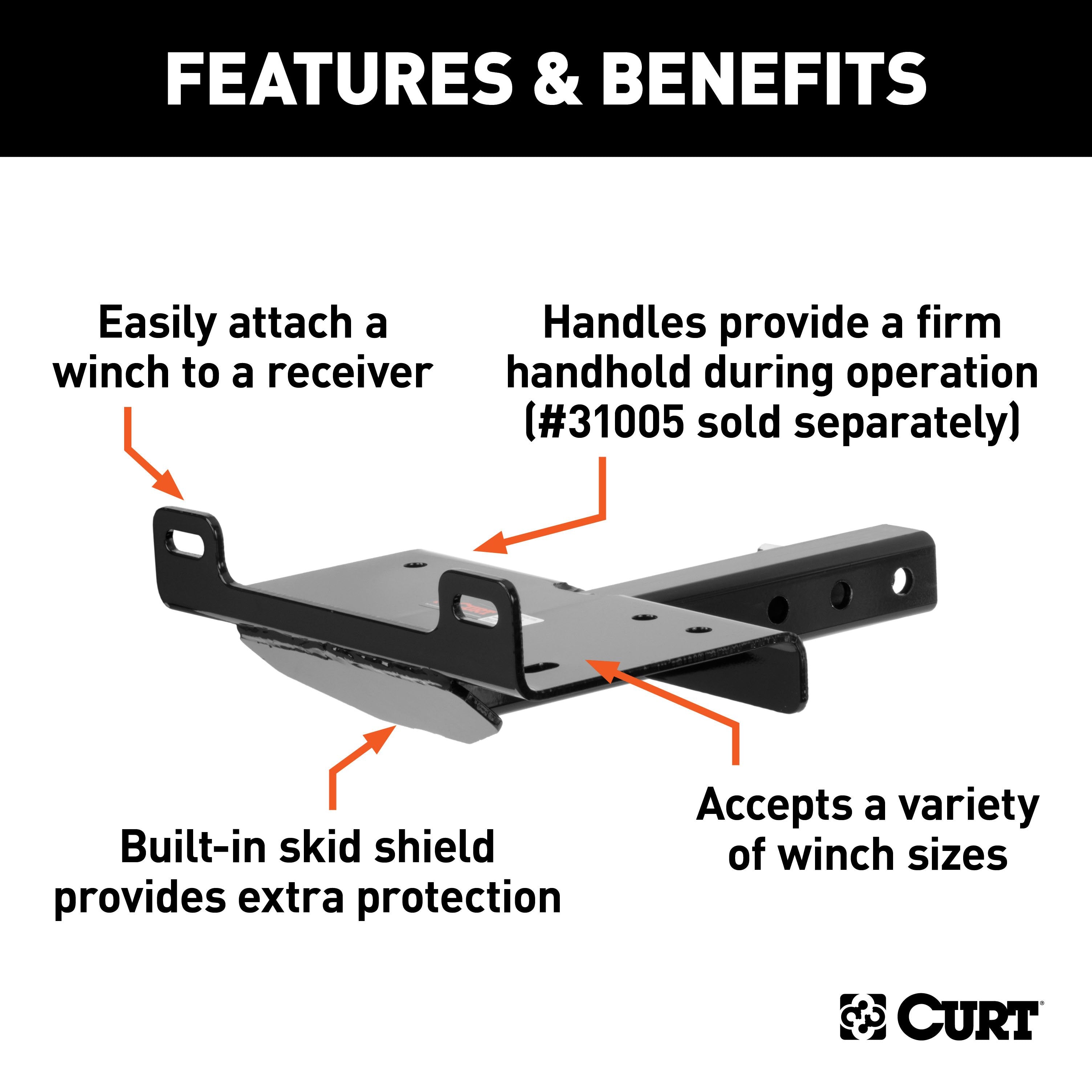 CURT Trailer Hitch Winch Mount for 2-Inch Receiver Model 31010