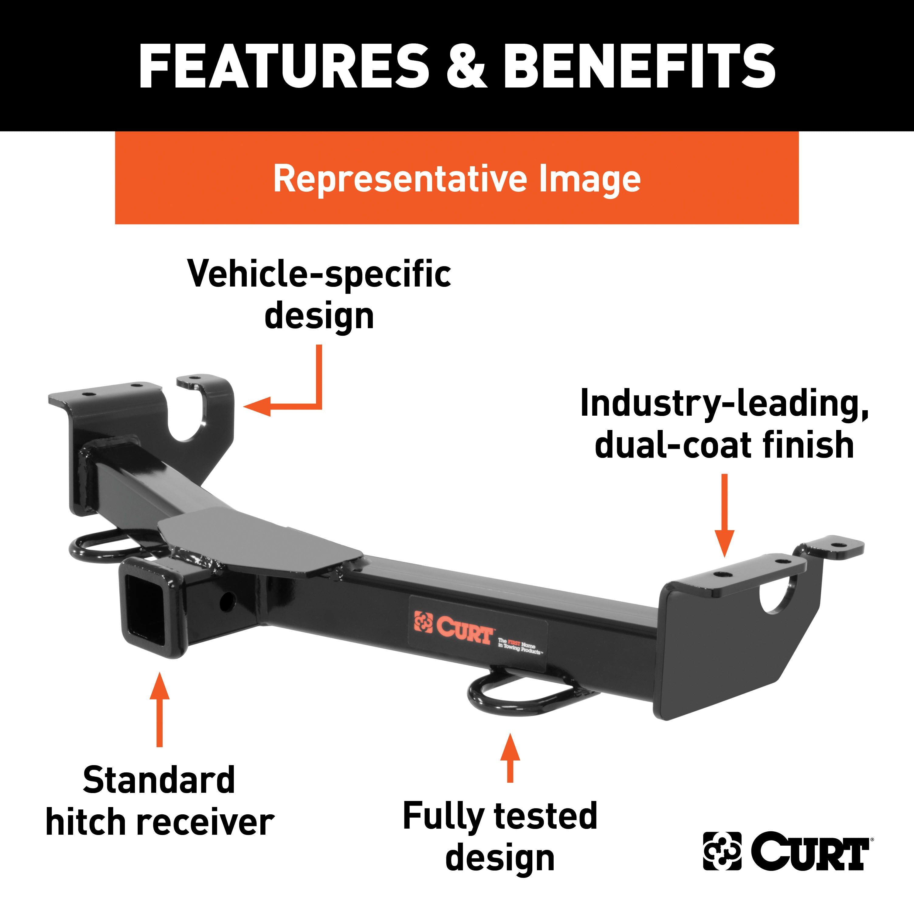 CURT 2-Inch Front Receiver Hitch, Select Ford Ranger Model 31063