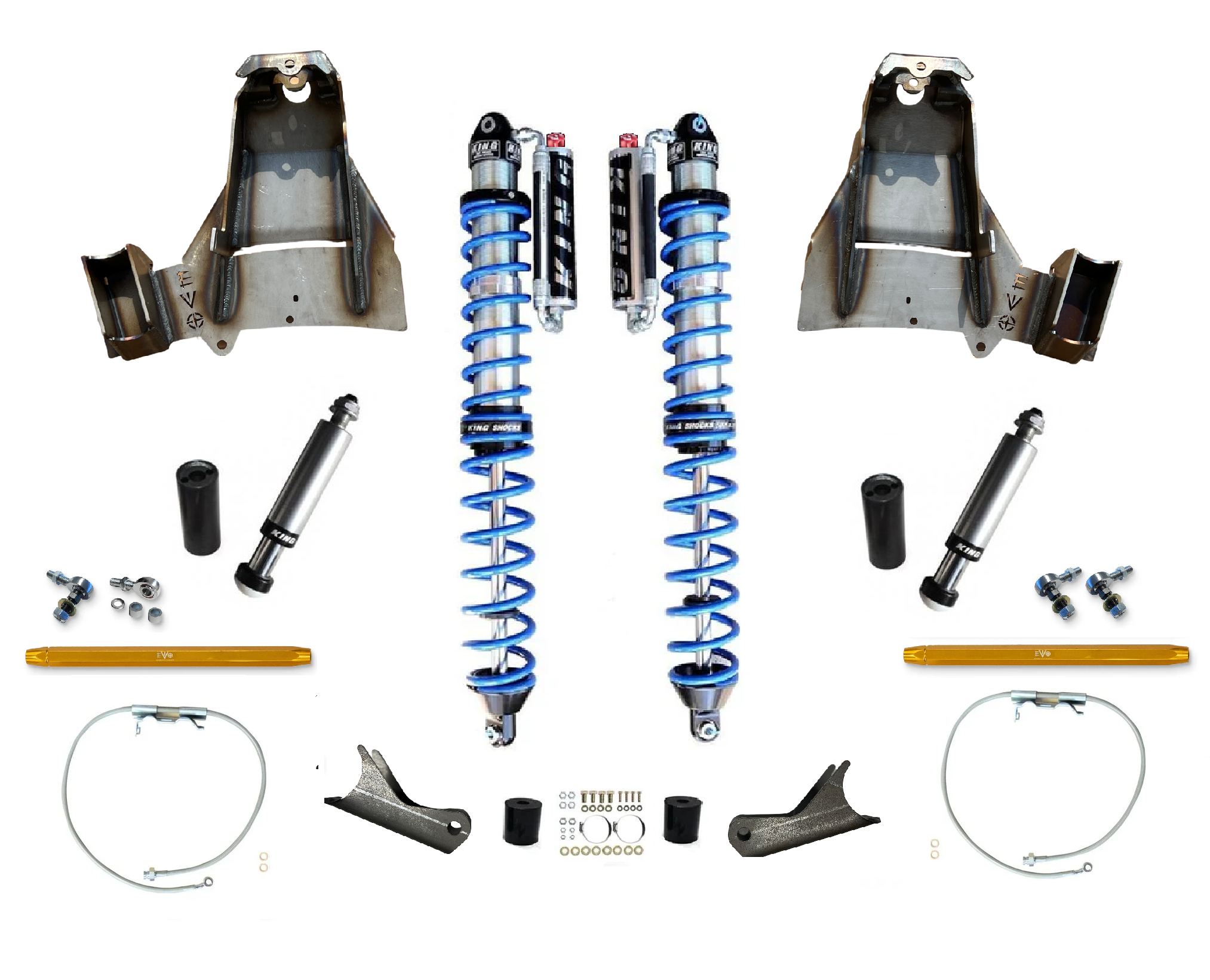 14" Inch Travel EVO SPEC KING FRONT FABRICATION Shock Tower 2.5" or 3.0" COILOVER BLACK FOR JL/JT WRANGLER & GLADIATOR