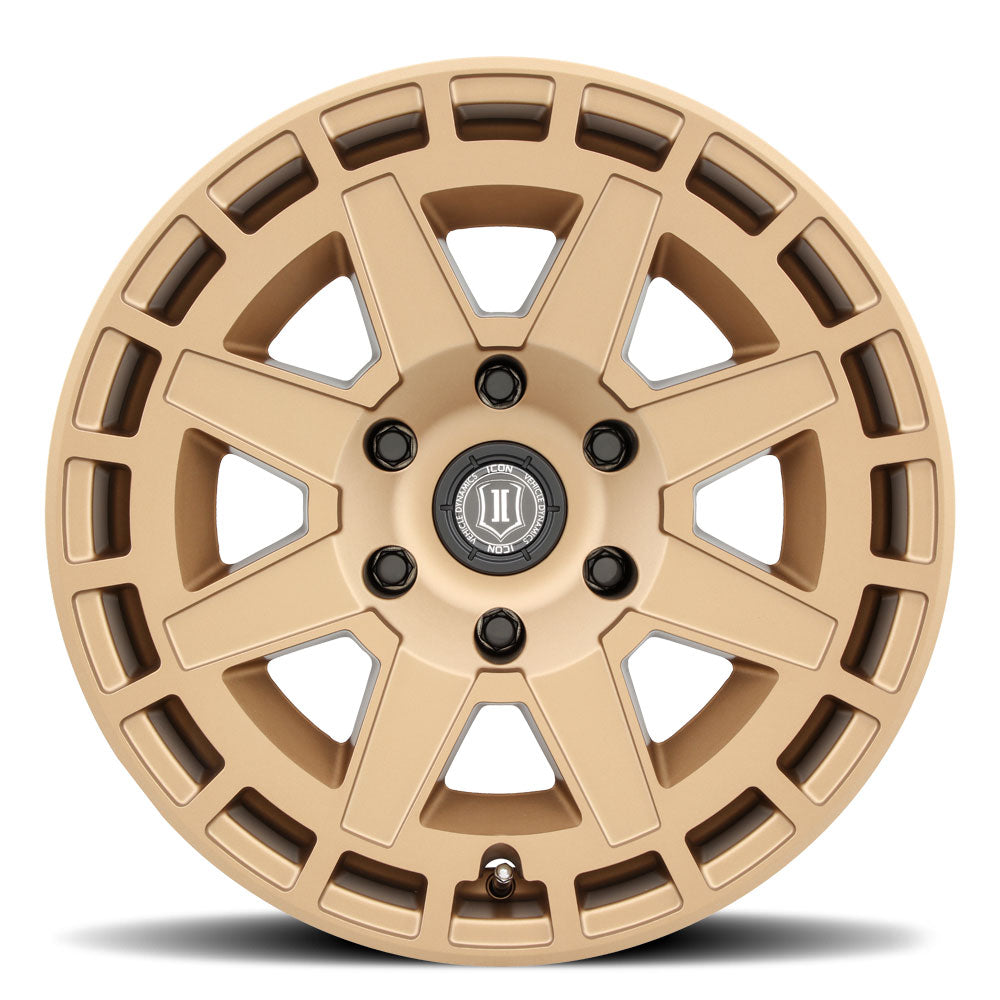Compass 17 X 8.5 / 6X135 / 6MM / 5 Inch Back Space Satin Brass, ICON Alloys