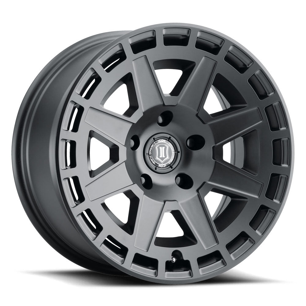 Compass 17 X 8.5 / 5X5 / -6MM / 4.5 Inch Back Space Satin Black, ICON Alloys