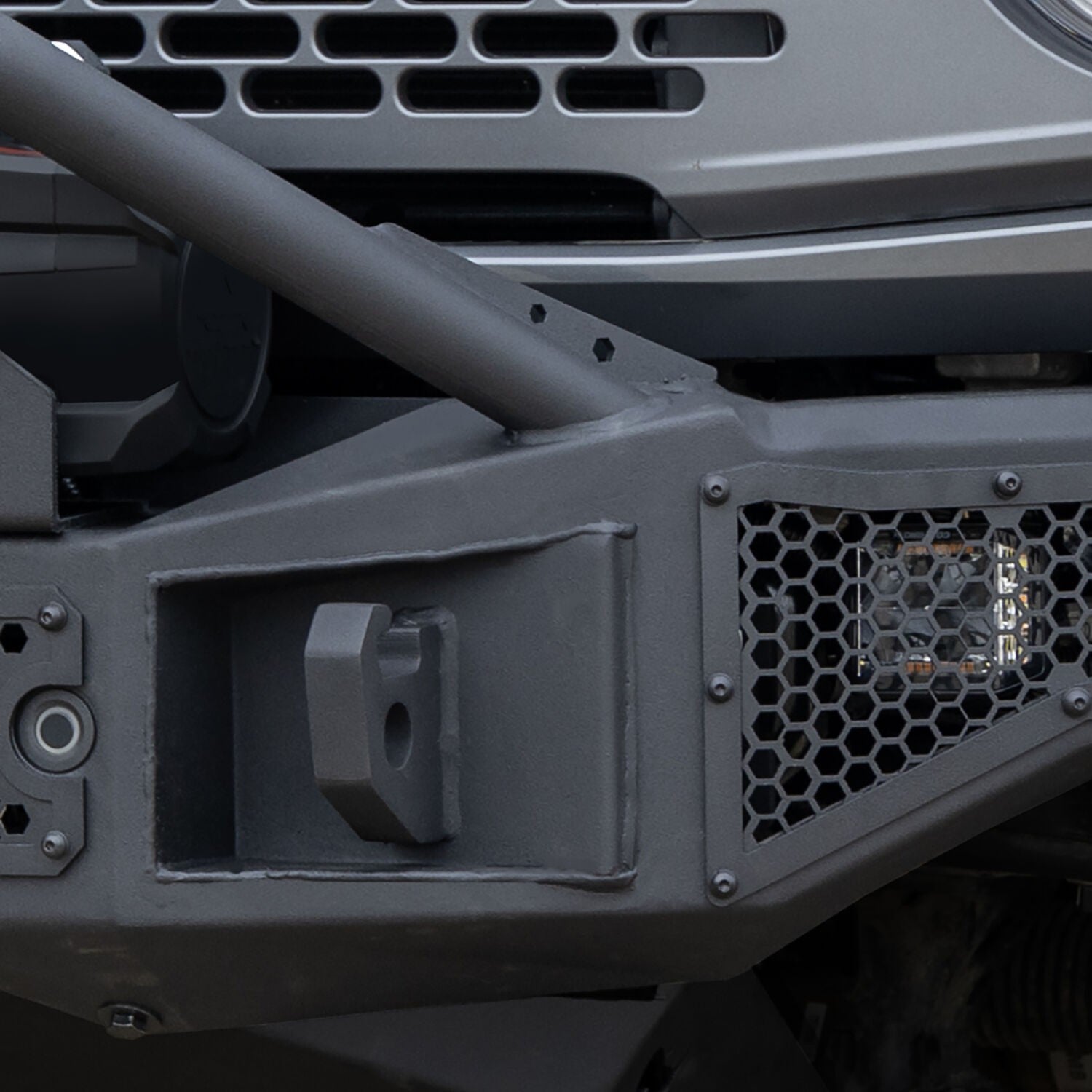 Rockline Winch Ready Front Full Width Bumper With Overrider For Ford Bronco Textured Black 2021-2026 Ford Bronco Go Rhino