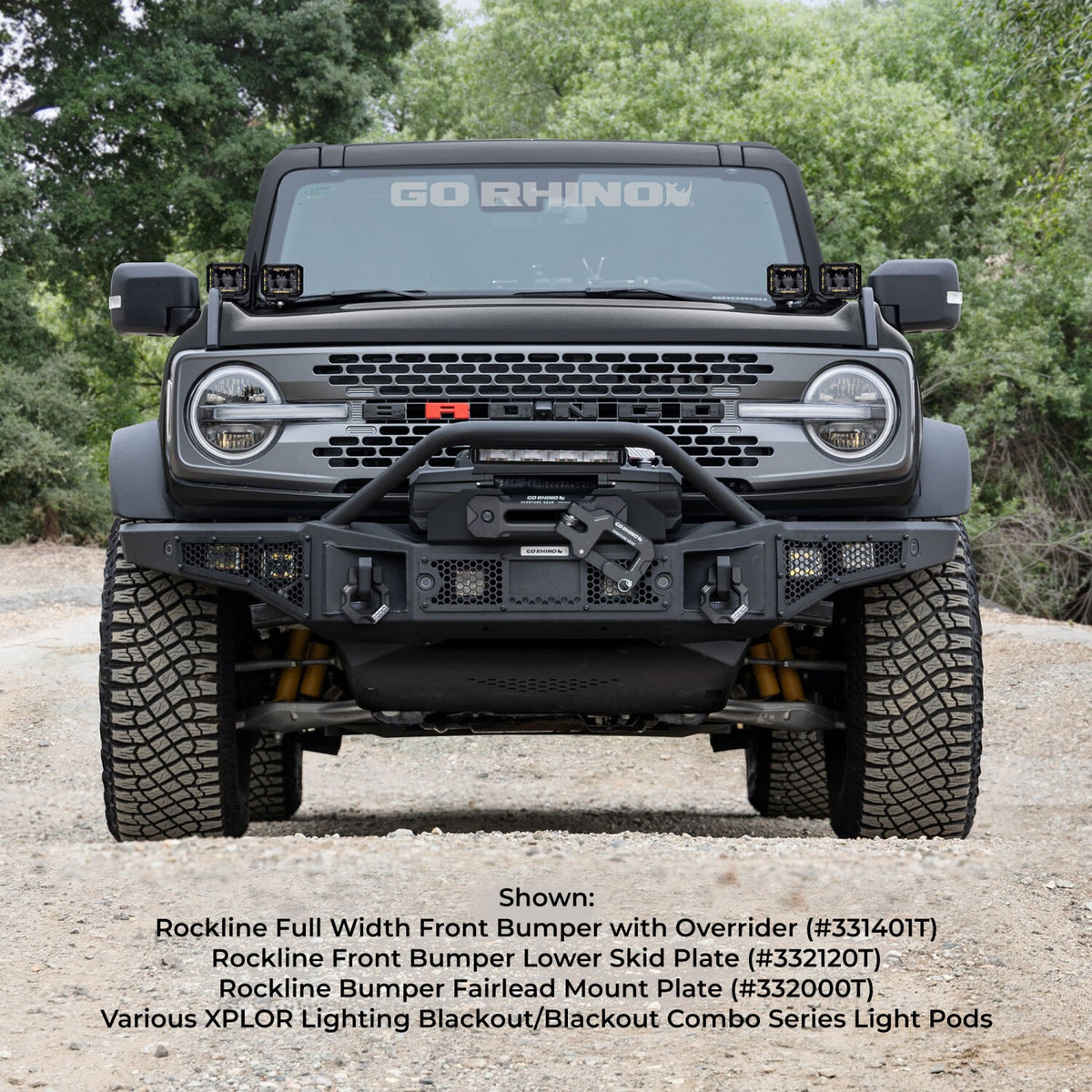 Rockline Front Bumper Lower Skid Plate For Ford Bronco Textured Black 2021-2026 Ford Bronco 2025-2025 Jeep Gladiator Go Rhino