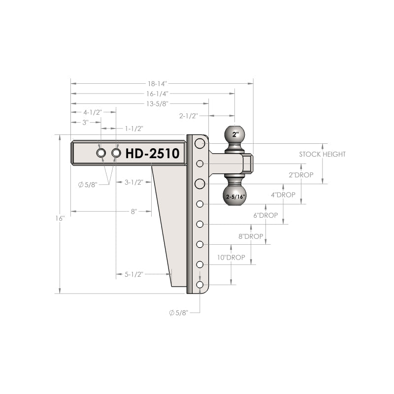 BulletProof Hitches 2.5" Heavy Duty 10" Drop/Rise Hitch Model HD2510