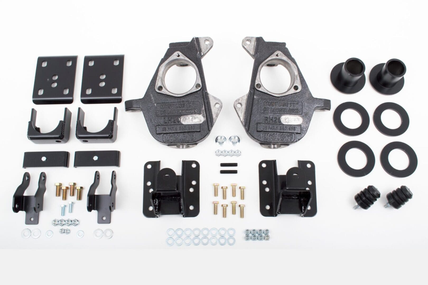 McGaughy's 3-4/5-6 Inch Spindle/Flip Kit Lowering Kit 2014-2018 Silverado/Sierra 1500 with Cast Steel Control Arms 2WD