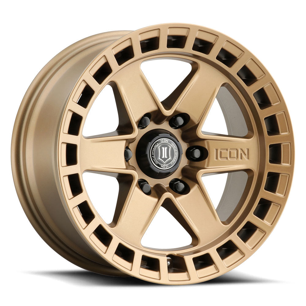 Raider 17 X 8.5 / 6 X 120 / 0 MM / 4.75 Inch Back Space Satin Brass, ICON Alloys