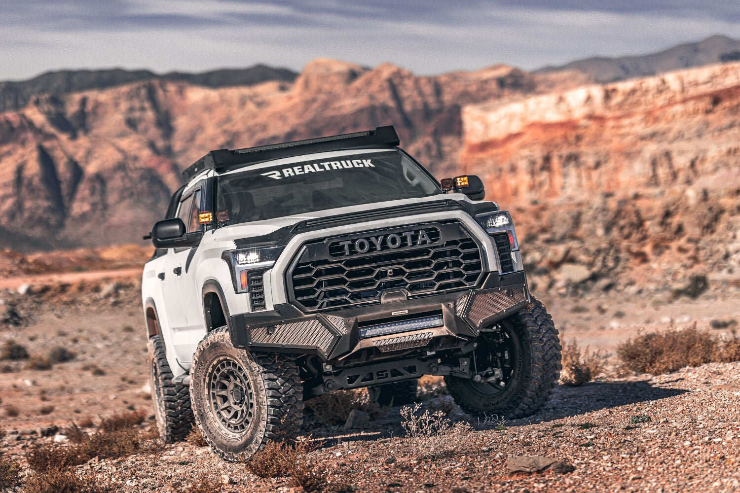 Element Front Bumper W/Power Actuated Hide Away Light Bar Mount Textured Black 2022-2026 Toyota Tundra Go Rhino