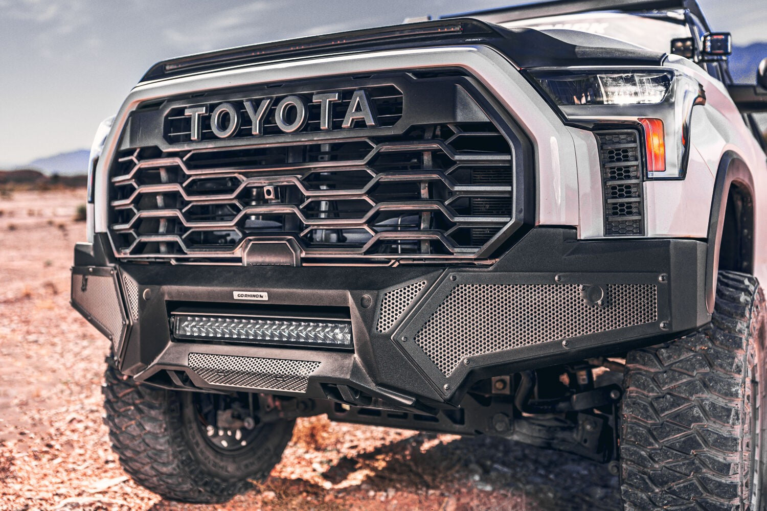 Element Front Bumper W/Power Actuated Hide Away Light Bar Mount Textured Black 2022-2026 Toyota Tundra Go Rhino