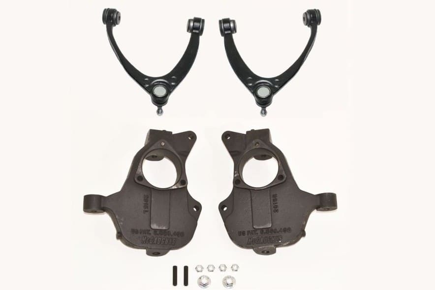 McGaughys Drop Spindles 2014-2018 Silverado/Sierra 1500 4WD Alum/Stamped