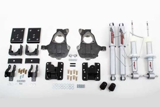 McGaughy's 3-5/5-7 Inch Spindle/Flip Kit Lowering Kit 2014-2018 Silverado/Sierra 1500 with Stamped Steel/Alum Control Arms 2WD