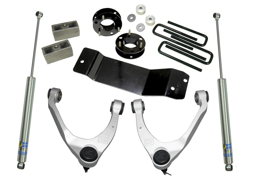 3.5 Inch Lift Kit 2014-2018 Chevy Silverado and GMC Sierra 4WD with Aluminum or Stamp Steel Control arms with Bilstein Rear Shocks Superlift