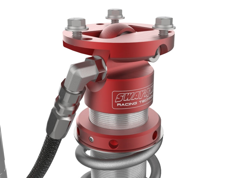 Red Sway-A-Way coilover top mount for Ford Bronco 21-24, featuring adjustable settings and high-performance design.