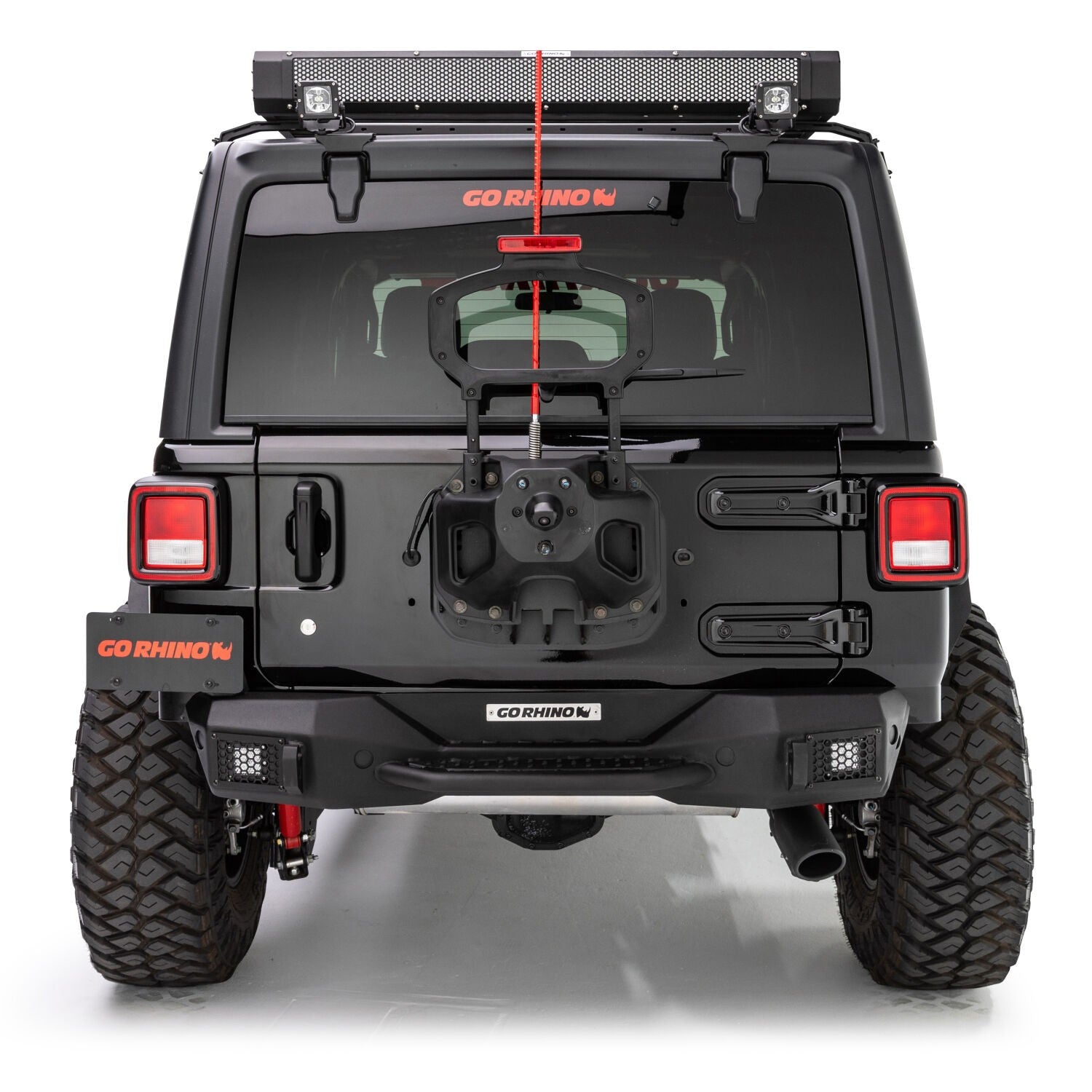 Rockline Rear Stubby Bumper Textured Black 2018-2026 Jeep Wrangler Go Rhino