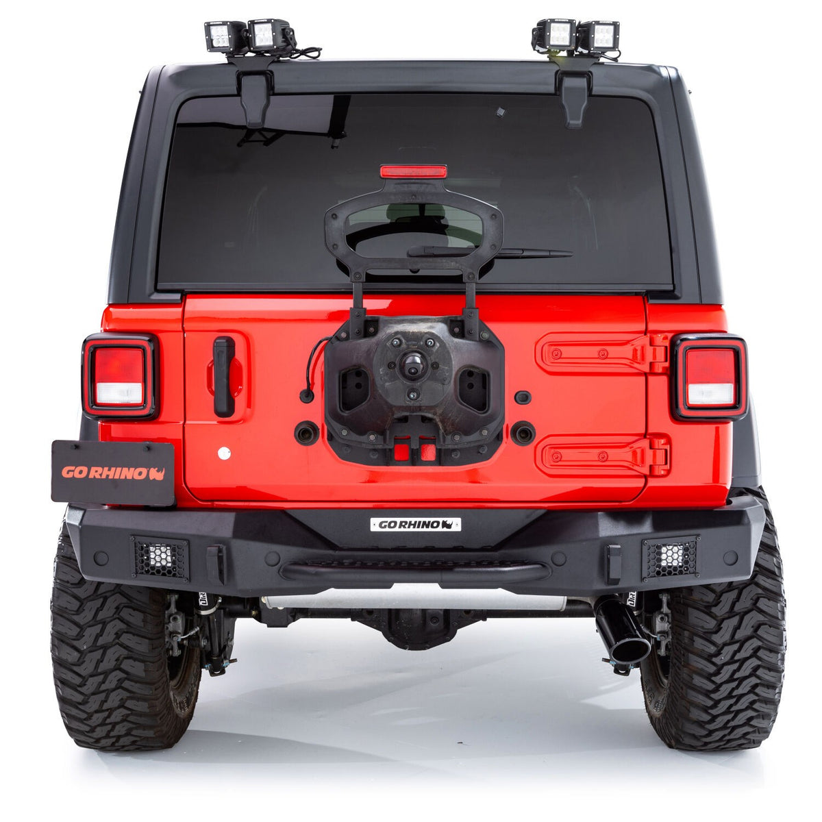 Rockline Rear Full Width Bumper for Ford Bronco Textured Black 2018-2026 Jeep Wrangler Go Rhino