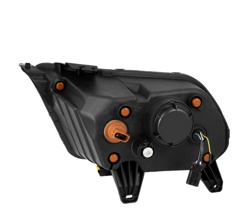 AlphaRex NOVA-Series LED projector headlights for 2010-2012 Ford Mustang in black with sequential signal and active lighting features.