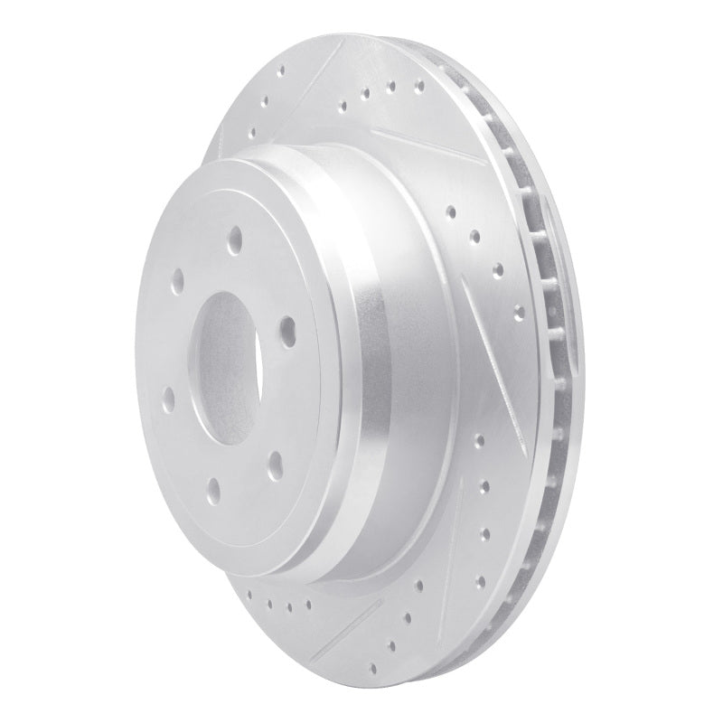R1 16-24 Nissan Titan XD Rear Left Drilled & Slotted Silver Brake Rotor