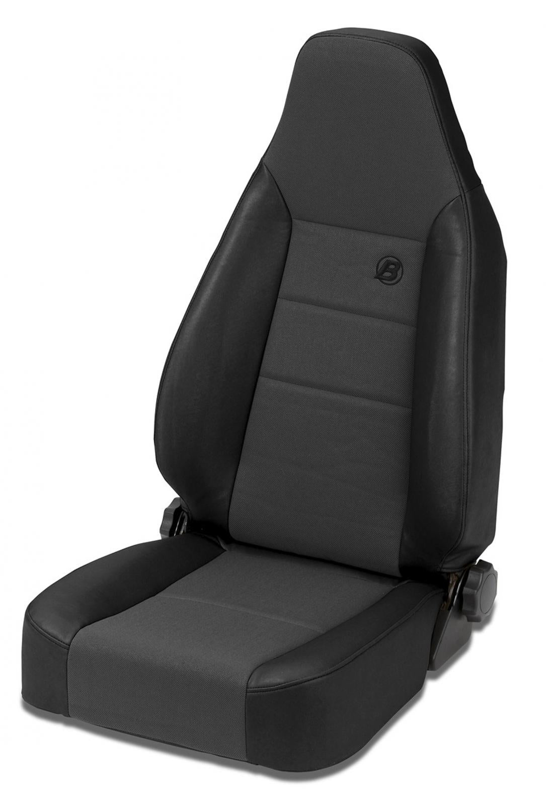 Jeep Bucket Seats Trailmax II Sport Front High Back Bucket Seat For Jeep 1976-1986 CJ7 Center Fabric Insert Black Denim Bestop