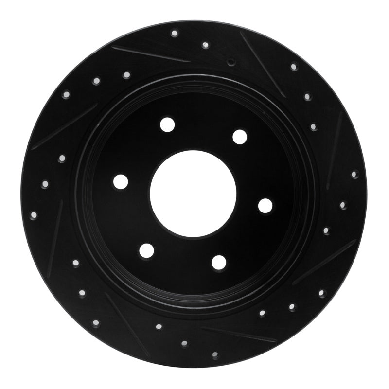 R1 04-15 Infiniti QX56 Rear Left Drilled & Slotted Black Brake Rotor