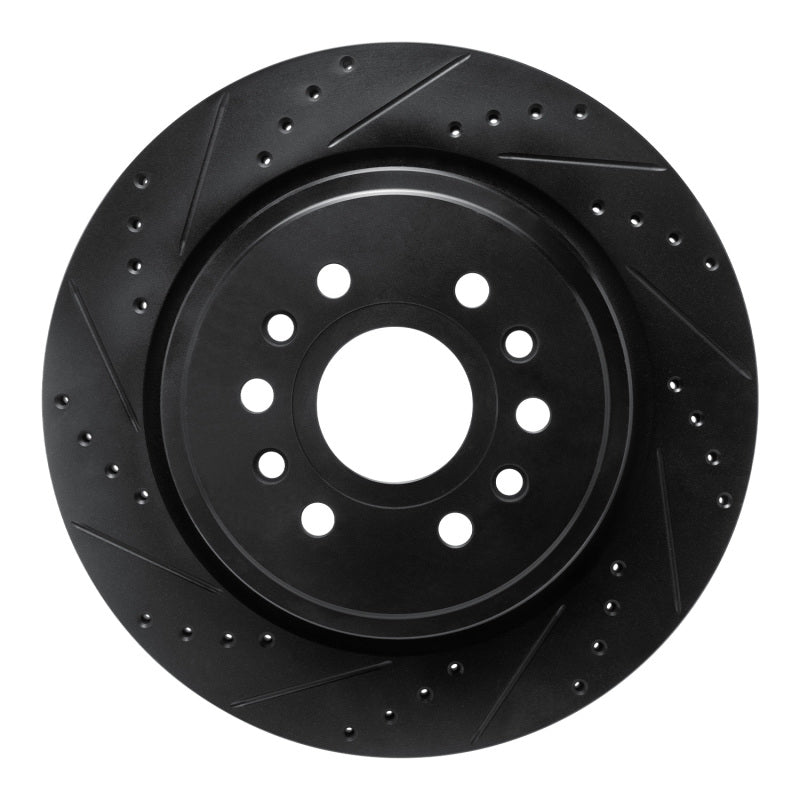 R1 21-25 Jeep Wagoneer L Rear Left Drilled & Slotted Black Brake Rotor